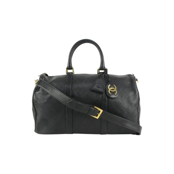 Chanel Black Quilted Lambskin Boston Duffle Bag with Strap 1110c8 - Picture 1 of 12
